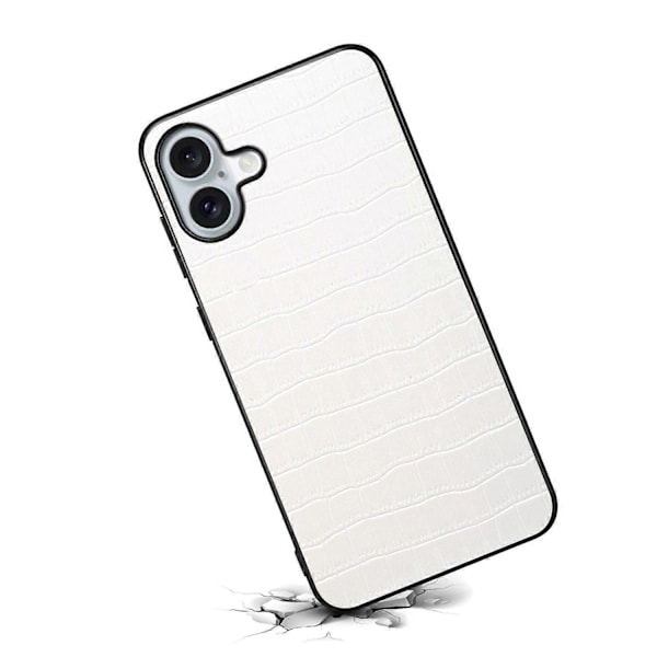 För iPhone 16 Plus Skal Krokodiltextur Läderbelagd PC+TPU Telefonfodral Multicolor Style E
