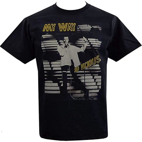 Herre Sort T-shirt Sid British London Vicious Punk Rock My Way Sort - voksen, 3xl M