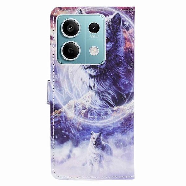 För Xiaomi Redmi Note 13 Pro 5G/Poco X6 5G Mobilskal 3D Mönster Läder Plånboksfodral Multicolor Snow Wolf