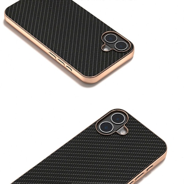 iPhone 16 -kotelo, galvanointi puhelinkuori, hiilikuitukuvio PU+TPU-suojakotelo Multicolor Style F