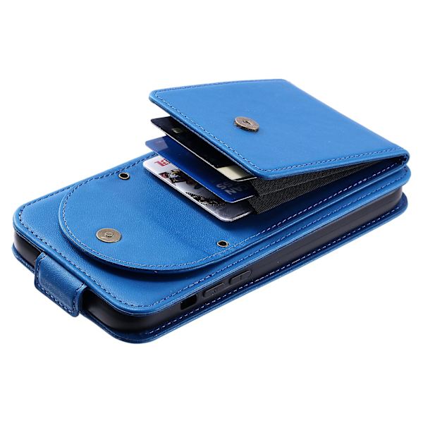 Fullt skydd Läder+tpu Vertikalt Flip Stand Skyddande phone case för Samsung Galaxy A54 5g Blue