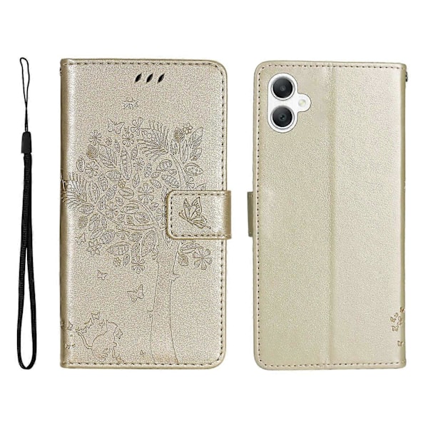 KT Imprinting Flower Series-3 Fodral för Samsung Galaxy A06 Katt Träd Mönster Flip Läder Telefonskydd Multicolor Style K