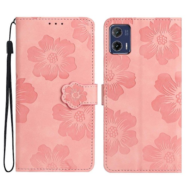 Til Motorola Moto G73 5G Stand PU Læder Etui Blomster Præget Beskyttende Tegnebog Telefon Cover Multicolor Style C