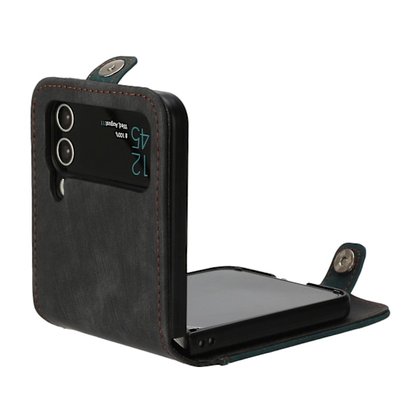 För Samsung Galaxy Z Flip3 5g Pu-läder+pc- case Korthållare Vikbart cover Blackish Green