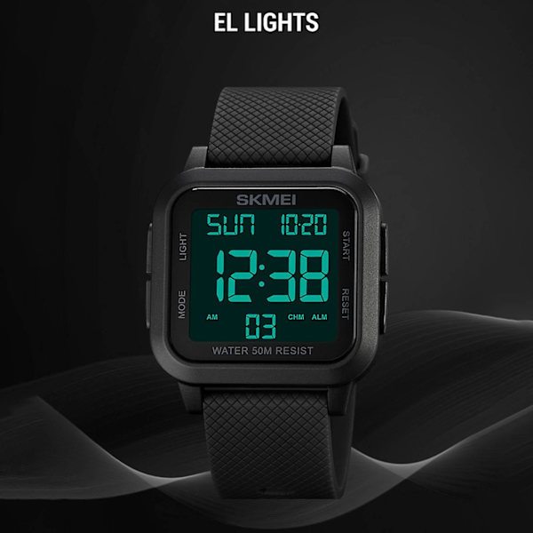 SKMEI 1894 sportsur Nedtælling dobbelt tidsur vækkeur Chronograph bord Digital ure dark green