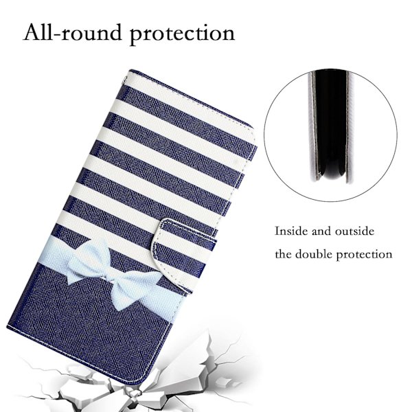 Til Iphone 15 Plus Folio Pu Læder Stand Wallet Case Mønster Print Telefon Cover Med Rem Bowknot