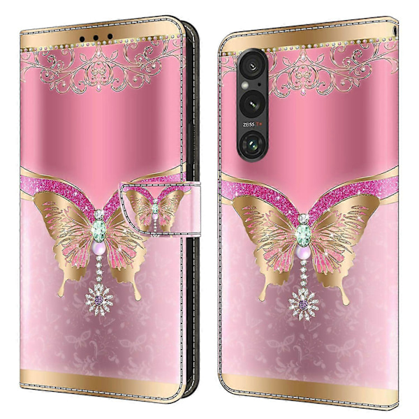Plånboksfodral i PU-läder med 3D-mönster och ställ för Sony Xperia 1 V Multicolor Style B