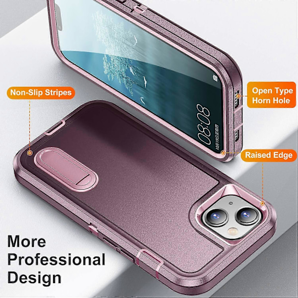 För iPhone 15 Plus PC+TPU Mobilskal Stöttåligt Anti-Fall Mobiltelefonskydd med Ställ Multicolor Style J