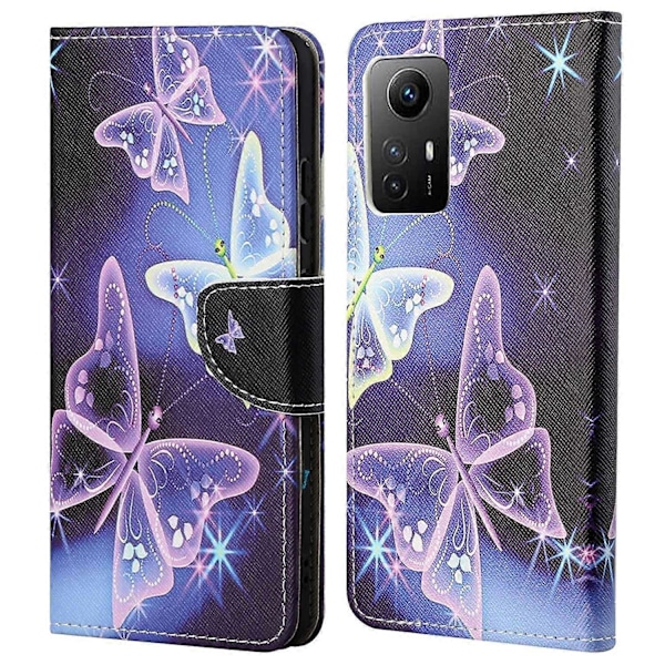 Xiaomi Redmi Note 12S 4G -puhelimelle kuvioitu nahkainen suojakotelo lompakolla ja jalustalla Multicolor Style F
