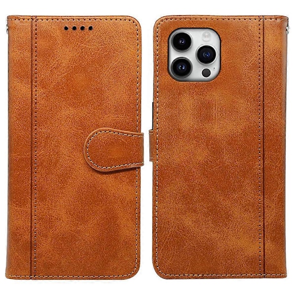 Kalveskinds tekstur læder etui med stativ i bogstil til iPhone 16 Pro Max Multicolor Style C