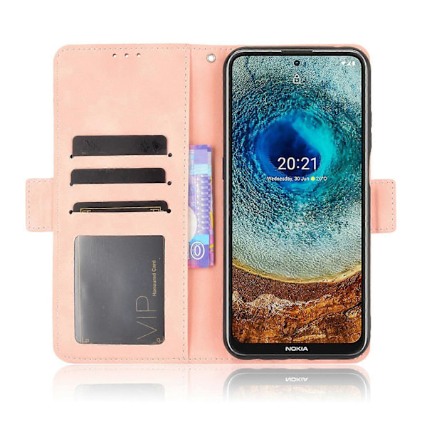 Skyddande läderfodral för Nokia X10/X20 med flera kortfack och stativfunktion