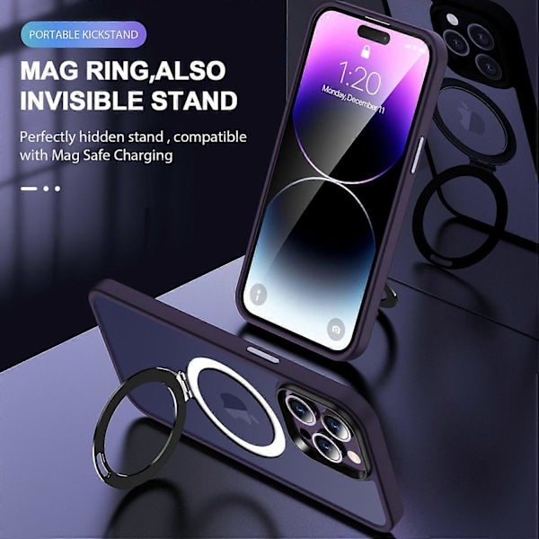 Magnetiskt Ringstativ Skal för iPhone 14 Pro Max PC+TPU Skal Kompatibelt med MagSafe Multicolor Style F
