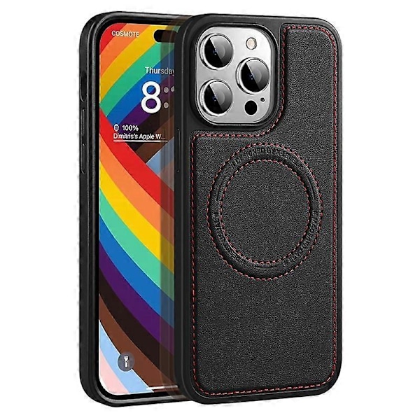 X-LEVEL För iPhone 15 Pro PU Läderbelagt TPU+PC Mobilskal Anti-Rep Magnetiskt Skydd Multicolor Style C