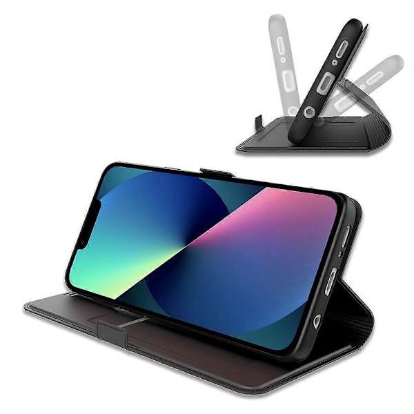 Beskyttelsescover til iPhone 15 Plus PU Læder Stand Kort Slot Telefon Cover Multicolor Style A