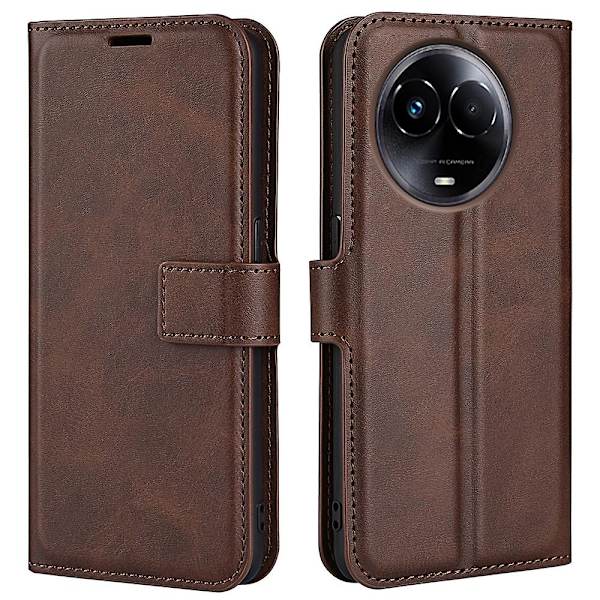 För Realme 11x 5g Phone case Plånboksställ Pu Läderskal Kalvstruktur Fullt skydd Cover Brown