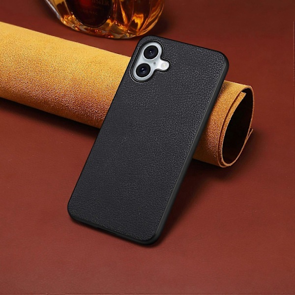 Läderöverdraget PC+TPU Anti-Scratch Telefonskal för iPhone 16 Plus Multicolor Style C