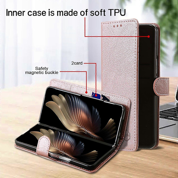 Skal för Samsung Galaxy Z Fold5 5G, enfärgat skyddande fodral PU-läder plånboksfodral Multicolor Style D