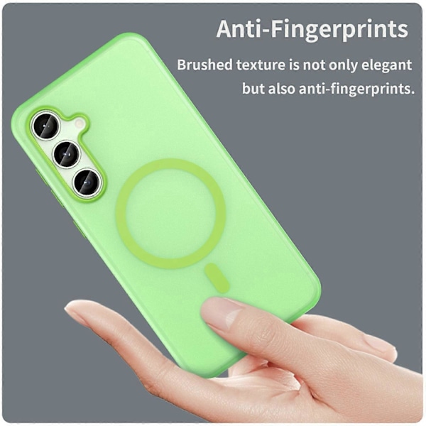 Samsung Galaxy S24 FE -kotelo, yhteensopiva MagSafe-tekniikan kanssa, TPU+PC ohut mattapintainen läpikuultava puhelinkuori Multicolor Green