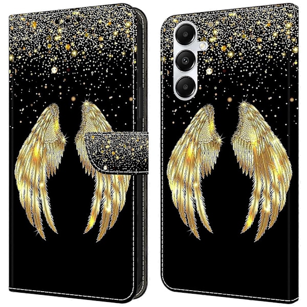 Til Samsung Galaxy A25 5G Wallet Case Anti-drop 3D Mønster Print Cover Multicolor Gold Wing