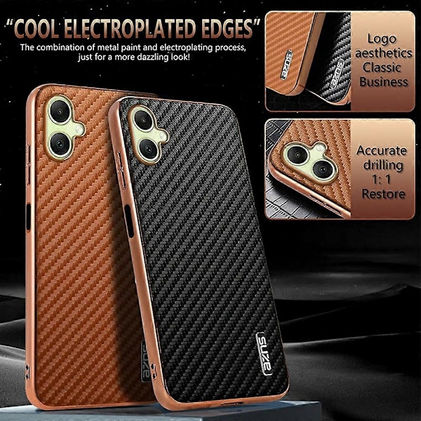 AZNS Skal för Samsung Galaxy A06 Elektropläterad Kolfibertextur PU+TPU Telefonskal Multicolor Style A