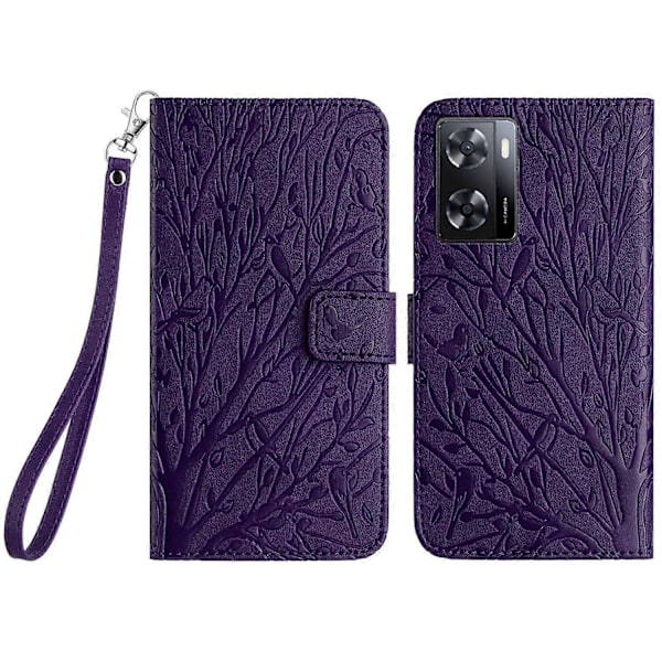 Til Oppo A57 4G Etui Ensfarvet Standpung Slankt Læder Telefoncover Multicolor Style C