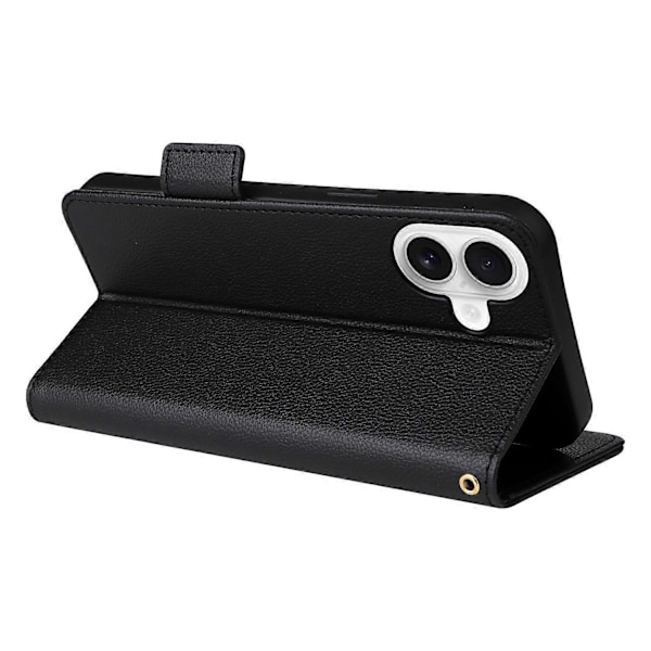 Læder Flip Telefon Cover med Litchi Tekstur til iPhone 16 Plus Multicolor Style G