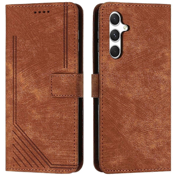 Til Samsung Galaxy A36 5G Etui Prægede Linjer Læder Telefon Cover Foldbart Stativ Multicolor Style A