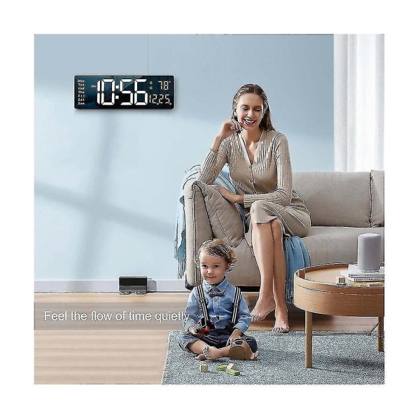 13 tum Display Led Digital Väggklocka Fjärrkontroll Bord Väckarklocka Datum Vecka Timer Automatisk Di