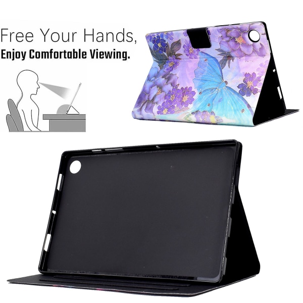 Case för Lenovo Tab M10 (gen 3) Pu Leather Flip Cover Printed Tablet Stand Case med kortplatser Peony Butterfly