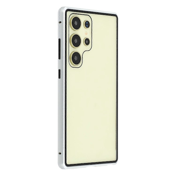 For Samsung Galaxy S24 Ultra Deksel med Skjermbeskytter Herdet Glass Metall Telefondeksel Magnetisk Multicolor Silver
