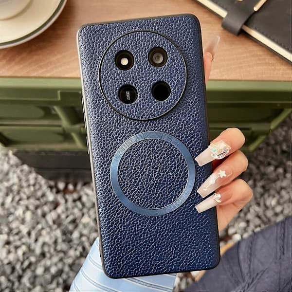 For Honor Magic7 Lite 5G Cover Kompatibel med MagSafe PU Læder+TPU Telefon Bagside Cover Multicolor Blue