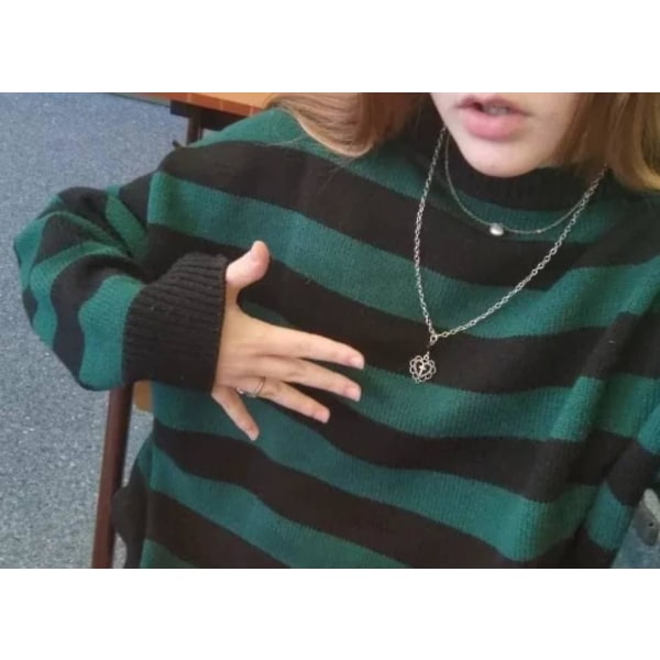 Tate tröja Vintertröja Randig tröja Kvinna Casual tröja Oversize par Harajuku tröja Varm tröja Sueter De Mujer Jersey Green white XXL