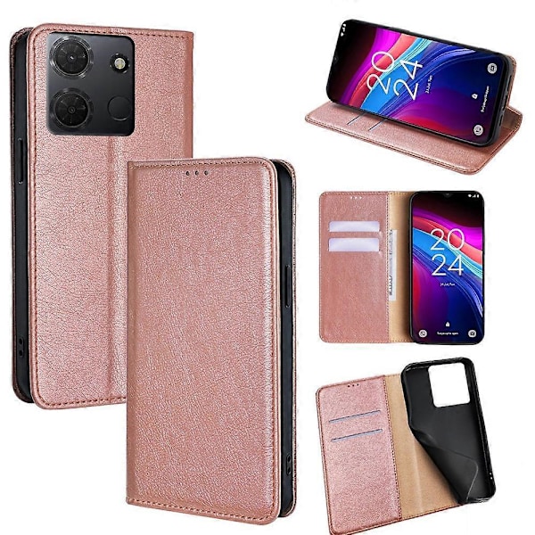 Lompakkokotelo TCL 503 -puhelimelle, PU-nahkaa, magneettinen, automaattisesti imeytyvä puhelinkotelo Multicolor Rose Gold