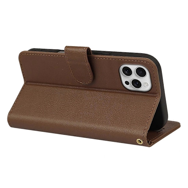 Læderetui med pung, stativ og magnetlukning til iPhone 16 Pro Max - Grøn Multicolor Brown
