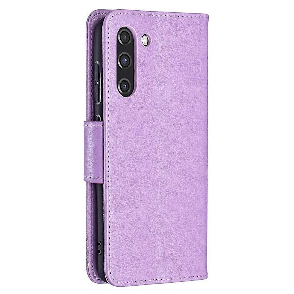 Imprint Fjäril Plånbok Läder Ställ Fodral för Samsung Galaxy S21 FE 5G Multicolor Style F