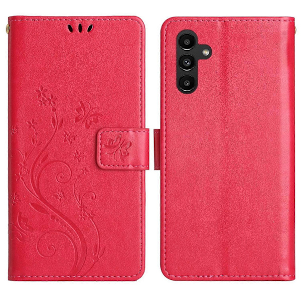 För Samsung Galaxy S24 FE Fodral PU Läder Plånboksfodral med Rem - Grå Multicolor Red
