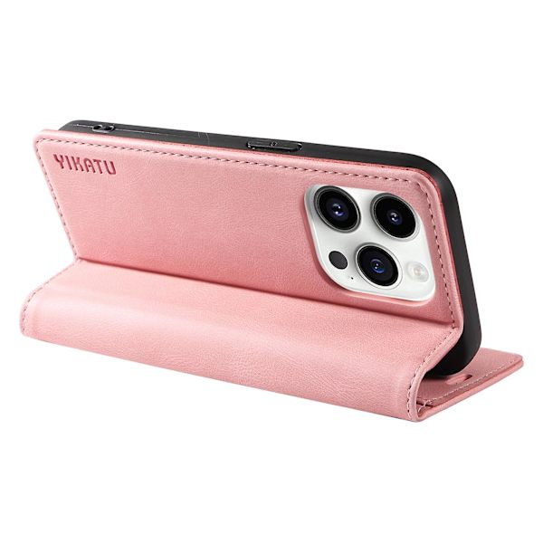 För Iphone 15 Pro Max Skin-touch Pu Läder Shell Plånboksställ Cover Pink