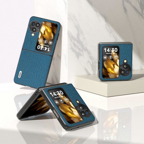 For Oppo Find N3 Flip 5G Ekte Kuskinn+PC Telefondeksel Fallbeskyttelse Multicolor Style C
