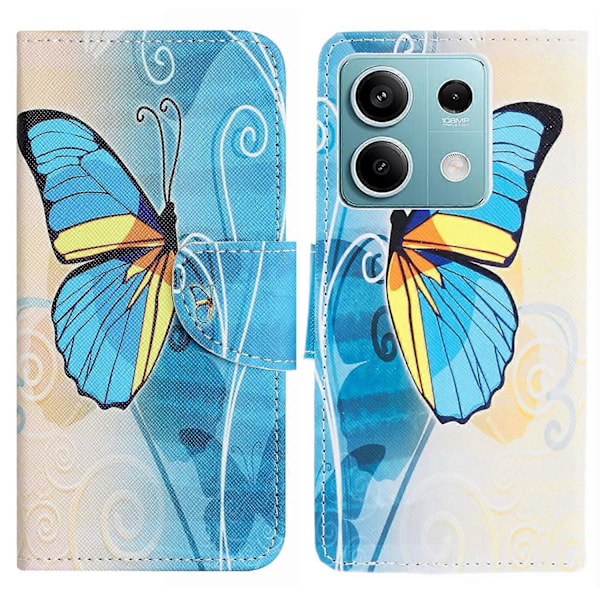 Telefoncover til Xiaomi Redmi Note 13 5G PU Læder Krydset Tekstur Wallet Cover Multicolor Butterfly