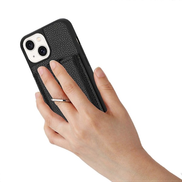 iPhone 15 Plus / 14 Plus -kotelo, korttipaikoilla, nahkainen takakansi ja rengastuki Multicolor Style B