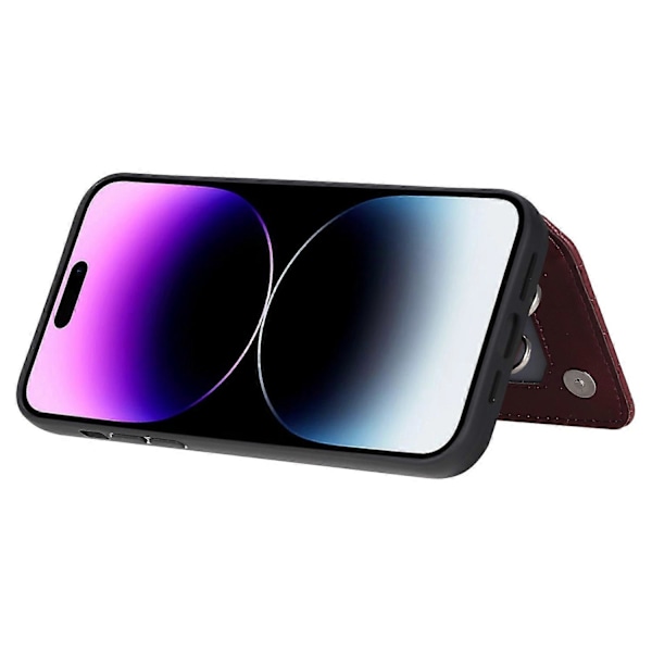 Style 008 RFID-blokerende telefoncover til iPhone 15 Pro Max Stødsikkert PU+TPU telefonskal med stropper Multicolor Style B