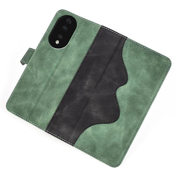 Cover For Honor 80 5g, övergripande täckning Pu Läder Magnetlås Tvåfärgad Design Stativ Phone Case Green