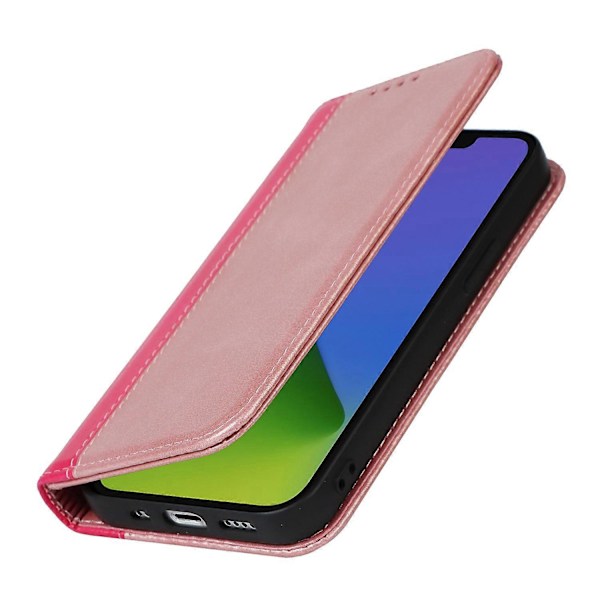 iPhone 15 Plus PU-nahkainen puhelinkotelo, kaksivärinen liitos, naarmuuntumaton, jalustallinen lompakkokotelo Multicolor Style E