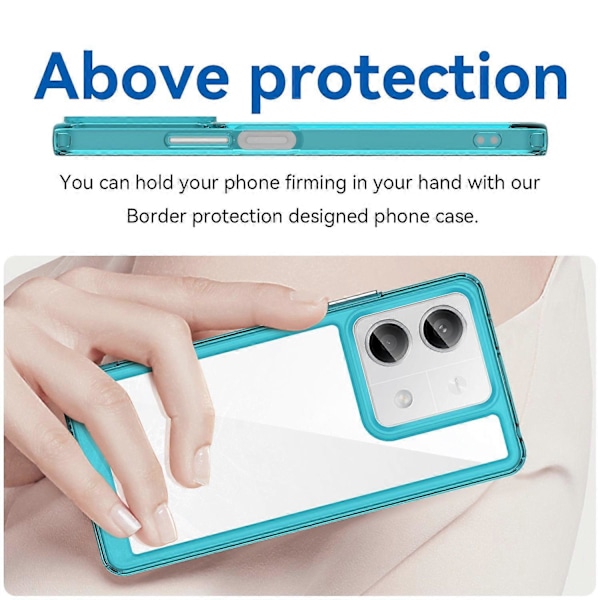 Fodral för Xiaomi Redmi Note 13 5G, färgglad TPU-ram + genomskinlig akryl baksida Multicolor Transparent Blue