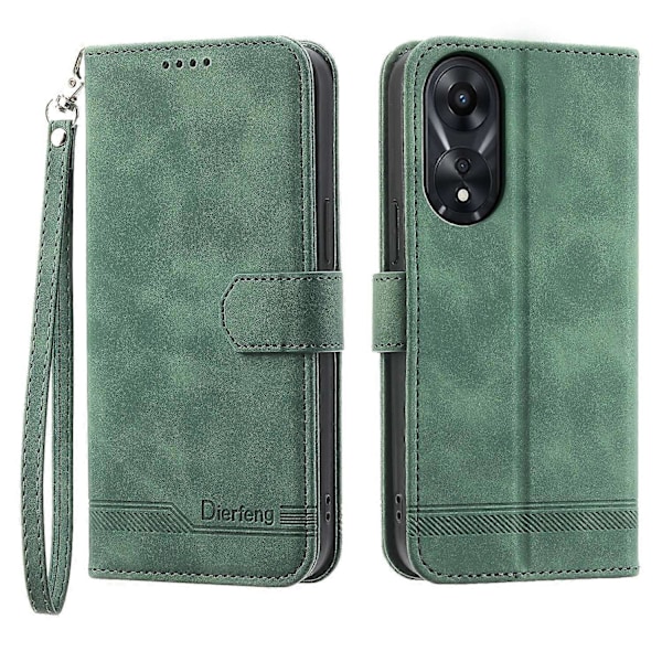 DIERFENG DF-03 læder telefoncover med linjeaftryk og stativpung til Oppo A78 5G Multicolor Style E