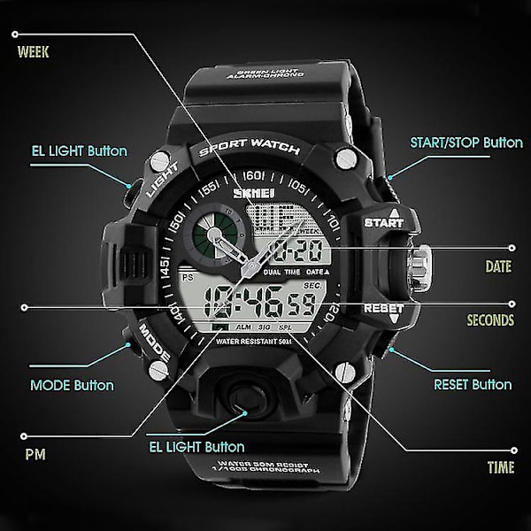 Skmei 1029 Men Outdoor Waterproof Watch Grön - Äventyr Med Stil Black