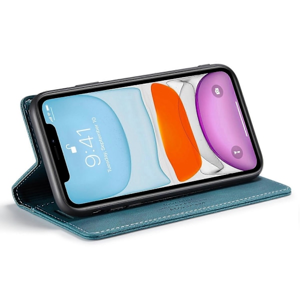 AUTSPACE A01 Serie til iPhone 11 Pro 5.8 tommer PU Læder Etui RFID Blokerende Pung Stand Flip Cover Multicolor Style C