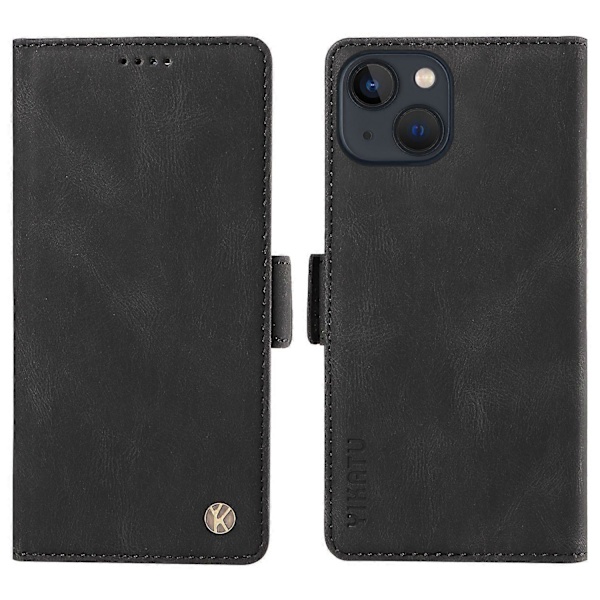 YIKATU YK-005 Skinnkänsla PU Läder Plånboksfodral med Stötsäkert Ställ för iPhone 15 Multicolor Style E