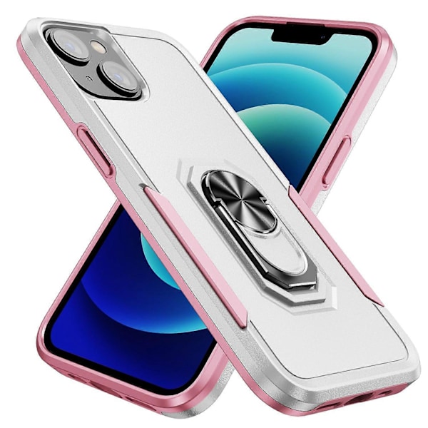 iPhone 15 PC+TPU Iskunkestävä Suojakuori Pudotussuojaava Puhelinkotelo Sormuksella ja Jalustalla Multicolor Style A