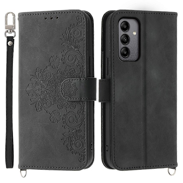 For Samsung Galaxy A05s 4G Lærveske Innprentet Stativ Lommebok Telefondeksel med 2 Stropper Multicolor Style C